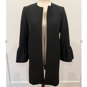 Zara Woman Black 3/4 Ruffle Sleeve Jacket